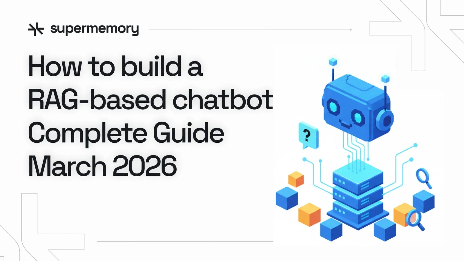 Blog cover banner reading "How to build a RAG-based chatbot" with a blue robot and server illustration